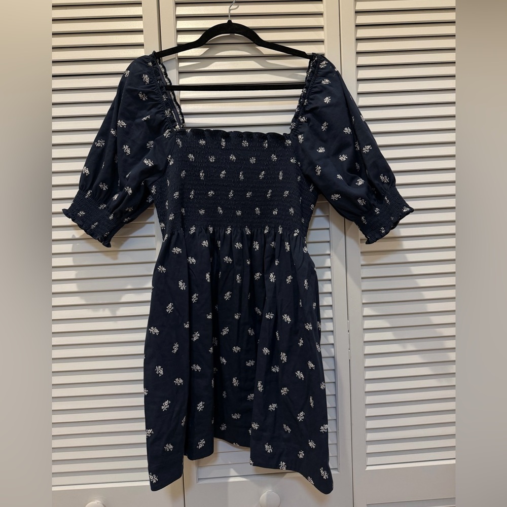 Hill House Navy Blue Floral Mini Dress
